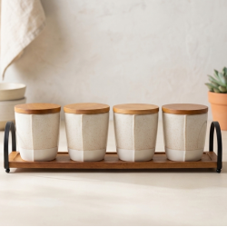Spice Jar Set 4 Pcs With Wooden Stand